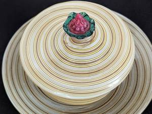 lot 221 image: Cooper and Eden Swirled Glass Covered Dish and Plate