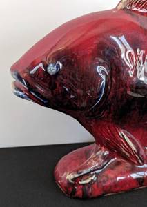 lot 228 image: Vintage Red Ceramic Fish Sculpture