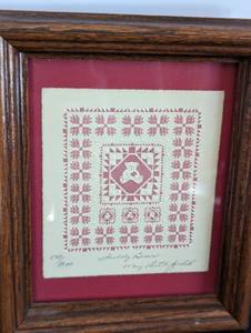 lot 244 image: Pair of Small Framed Quilt Block Prints
