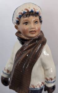 lot 380 image: Jens Peter Dahl Jensen Copenhagen Boy in Winter Porcelain Figurine #1064