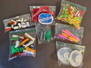 lot 15 image: huge collection of Barbie hangers, brushes, boots, workout bag & clothes, diving set, hats, & asstd. doll shoes