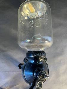 lot 49 image: vintage Arcade 25 wall-mounted coffee grinder with glass