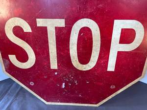 lot 79 image: antique metal STOP sign