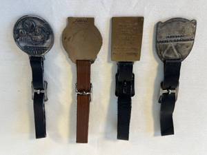 lot 81 image: 4 heavy equipment operator medallions on fobs