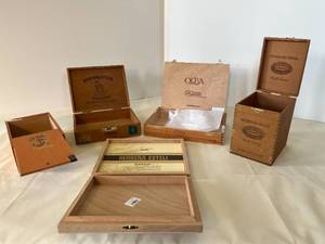 lot 84 image: collection of 5 wooden cigar boxes