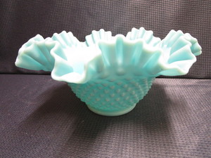Hobnail Blue Milk Glass Bowl