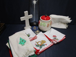Crucifix, Cookie Jar, Napkins