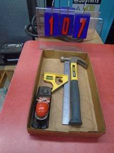 Flat of Stanley hammer, square & plane. As shown.