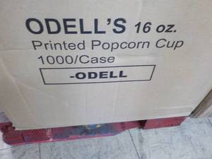 lot 57 image: case of Odells 16 oz Printed Popco...