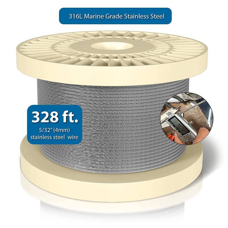 Wykcon 316L Stainless Steel Wire Rope - 328ft - 5/32 Stainless