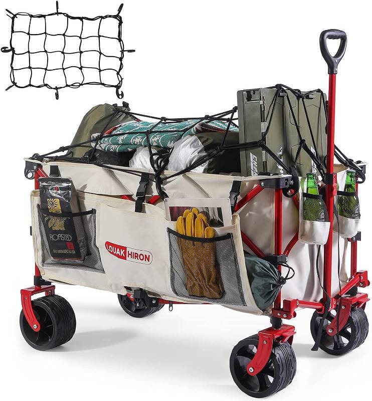 Louak & Hiron Collapsible Utility Folding Wagon Cart with Cargo Net, BRAND  NEW ITEMS