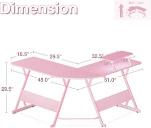 lot 10 image: MOTPK Pink Gaming Desk with LED Lights