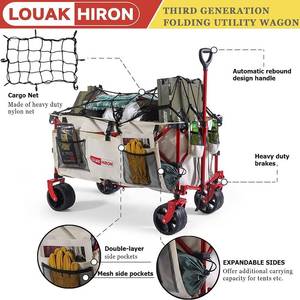 lot 30 image: Louak & Hiron Collapsible Utility Folding Wagon Cart with Cargo Net