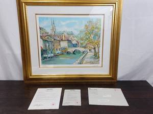 lot 11 image: Signed And Numbered Print Chartes-LEure Et La Cathedral By Pierre Eugene Cambier