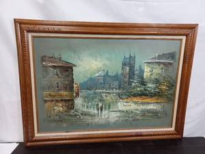 lot 26 image: Painted And Framed Canvas