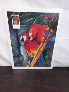 lot 35 image: Signed And Numbered Print Companions Of Paradis - Scarlet Macaws By Ronald T. Ladzinski II