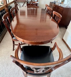 Vintage Mahogany Double Pedestal Dining Room Table and Eight Chairs - Vintage RWay Northern Furniture Company Dining Room Table and Chairs