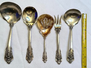 Five Vintage Wallace Grand Baroque Sterling Silver Utensils
