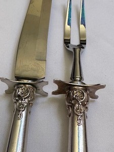 Vintage Wallace Grand Baroque Sterling Silver Two Piece Carving Set