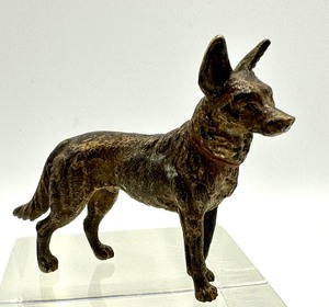 Vintage Miniature Bronze Dog Figurine