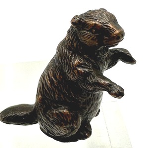 Vintage Miniature Bronze Beaver Figurine