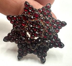Two Antique Victorian Garnet Star Brooches