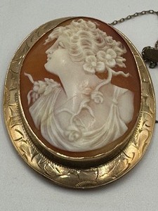 Antique 10k Cameo with Safety Clasp