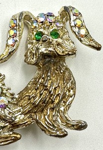 Adorable Vintage Dog Figurine Brooch