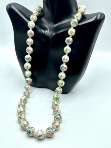 Vintage Cloisonn Hand Knotted Beaded Necklace