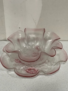Vintage Mikasa Rosella Glass Platter and Bowl