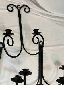 lot 51 image: Black Iron Wall Mounted Candlestick Holders