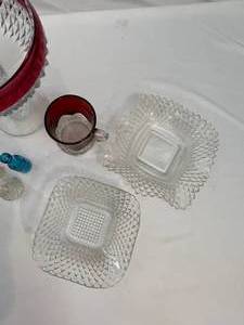 lot 65 image: Mini Glass Bottles, Small Candy Dishes, and Candy Jar