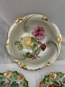 lot 71 image: Vintage White and Gold-Colored Serving Bowl and Decorative Plates