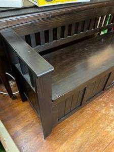 lot 81 image: Dark Oak Entryway Storage Bench