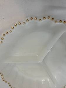 lot 89 image: White Milk Glass Sectioned Platter