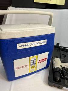 lot 110 image: 1991 International Special Olympics Coleman Cooler, 18 Volt Drill