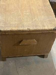 lot 141 image: Antique Basket Woven Trunk with Handles