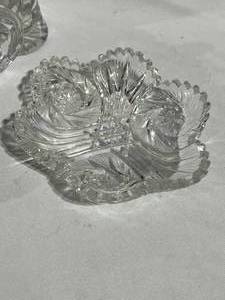 lot 130 image: Cut Glass Flower Basket, Cream & Sugar, Salt & Pepper, and More