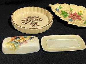 lot 140 image: Vintage Platters, Butter Dish, and Kitchen Decor
