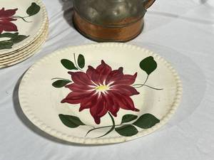 lot 136 image: Southern Potteries Inc Blue Ridge Plates and Vintage Teapot