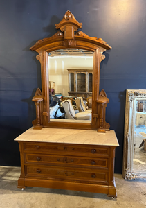 lot 9 image: Antique East Lake Stone Dresser with Mirror