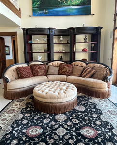 lot 11 image: Oversized Half Mooned Couch & Ottoman