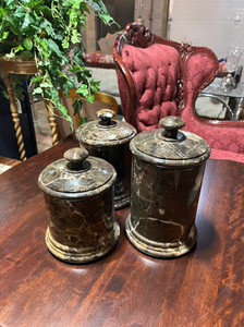 lot 20 image: Marble Containers by Frontgate (Set of 3)