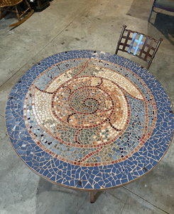 lot 25 image: Mosaic Iron Table Set
