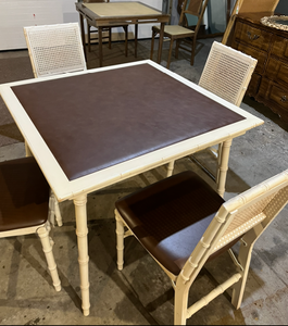 lot 26 image: Bamboo Ivory Card Table & Chairs