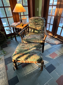 lot 28 image: Hickory Log Chair, Ottoman, & Side Table