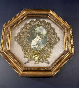 lot 46 image: Victorian Fan Art Shadow Box