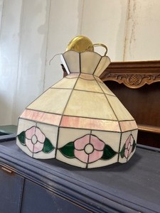 lot 66 image: Antique Stained Glass Swag Lamp