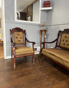 lot 7 image: Antique East Lake Parlor Settee & Chair