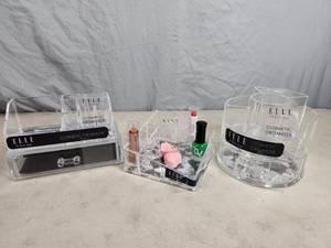 lot 89 image: 3 New Elle Acrylic Cosmetic Organizers
